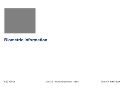 Biometric information  Page 1 of 129 Guidance – Biometric information – v19.0