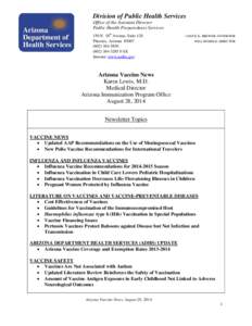 Division of Public Health Services Office of the Assistant Director Public Health Preparedness Services 150 N. 18th Avenue, Suite 120 Phoenix, Arizona[removed]3856