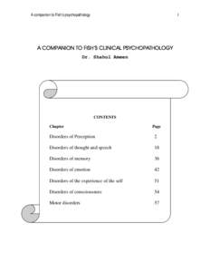 A companion to Fish’s psychopathology  1 A COMPANION TO FISH’S CLINICAL PSYCHOPATHOLOGY Dr. Shahul Ameen