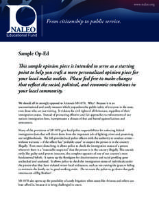www.naleo.org  From citizenship to public service. Sample Op-Ed This sample opinion piece is intended to serve as a starting
