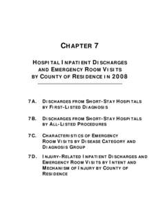 CHAPTER 7 HOSPITAL INPATIENT DISCHARGES AND EMERGENCY ROOM VISITS BY COUNTY OF RESIDENCE IN7A.