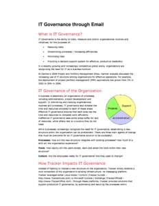 IT Governance through Email  What is IT Governance? IT Governance is the ability to track, measure and control organizational routines and initiatives, for the purposes of: