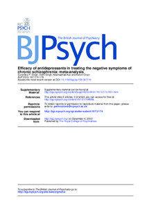 Efficacy of antidepressants in treating the negative symptoms of chronic schizophrenia: meta-analysis
