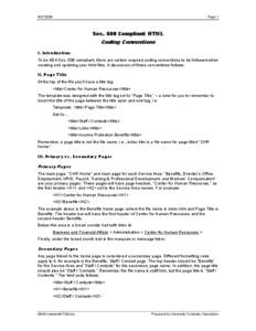 Sec. 508 Compliant HTML Coding Conventions