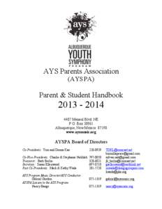 AYS Parents Association (AYSPA) Parent & Student Handbook[removed]
