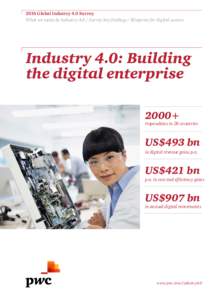 2016 Global Industry 4.0 Survey What we mean by IndustrySurvey key findings / Blueprint for digital success Industry 4.0: Building the digital enterprise 2000+