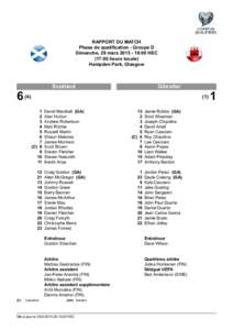 RAPPORT DU MATCH Phase de qualification - Groupe D Dimanche, 29 mars:00 HEC (17:00 heure locale) Hampden Park, Glasgow