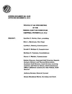 AGENDA DOCUMENT NO[removed]APPROVED DECEMBER 6, 2012 MINUTES OF AN OPEN MEETING OF THE FEDERAL ELECTION COMMISSION