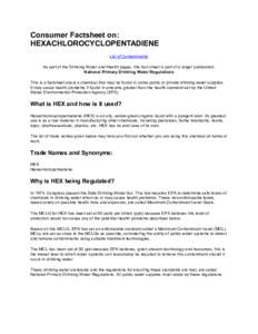 Consumer Factsheet on Hexachlorocyclopentadiene