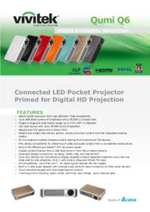 Qumi Q6 POCKET & PERSONAL PROJECTORS Connected LED Pocket Projector Primed for Digital HD Projection 