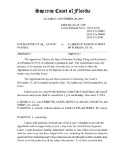 Supreme Court of Florida THURSDAY, NOVEMBER 20, 2014 CASE NO.: SC14-1200 Lower Tribunal No(s).: 1D14-2163; 2012-CA-00412;
