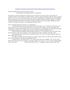 Southern Campaign American Revolution Pension Statements & Rosters Pension Application of Jesse Carpenter S9309 Transcribed and annotated by C. Leon Harris [Carpenter’s pension certificate, issued in Lewis County VA on