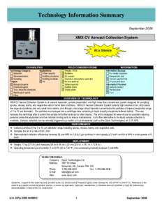 Technology Information Summary: XMX-CV Aerosol Collection System