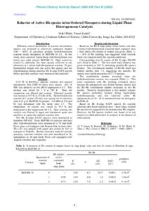 Photon Factory Activity Report 2008 #26 Part BChemistry NW10A, 9A/2007G061  Behavior of Active Rh species in/on Ordered Mesopores during Liquid Phase