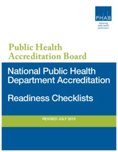 Public Health Accreditation Board National Public Health Department Accreditation Readiness Checklists