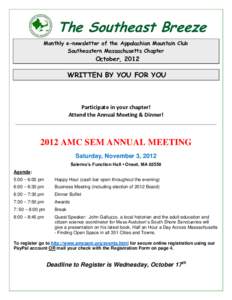 The Southeast Breeze Monthly e-newsletter of the Appalachian Mountain Club Southeastern Massachusetts Chapter October, 2012