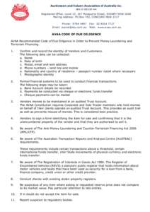 Auctioneers and Valuers Association of Australia Inc. ABN[removed]Registered Office: Level 13, 167 Macquarie Street, SYDNEY NSW 2000 Mailing Address: PO Box 763, CONCORD NSW 2137 Phone: [removed]Email: aucval@atu