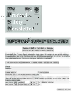 The  Product Safety Newsletter IMPORTANT SURVEY ENCLOSED