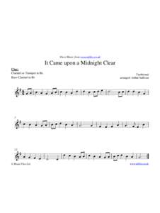 Sheet Music from www.mfiles.co.uk  It Came upon a Midnight Clear Clar: Clarinet or Trumpet in Bb, Bass Clarinet in Bb