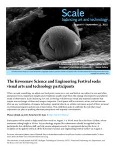 Scale  balancing art and technology August 4 - September 11, 2015  A Keweenaw Science and Engineering Festival Event