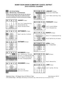 BONNY DOON UNION ELEMENTARY SCHOOL DISTRICTSCHOOL CALENDAR # #