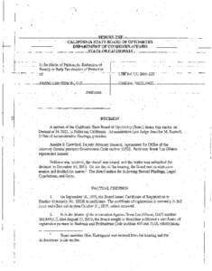 California State Board of Optometry - Petition for Reduction of Penalty or Early Termination of Probation of Brent Lee Gibson, O.D.