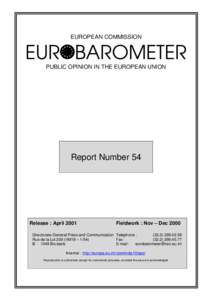 EUROPEAN COMMISSION  EUR BAROMETER PUBLIC OPINION IN THE EUROPEAN UNION  Report Number 54