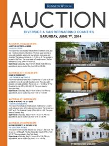Investments | Investment Management | Commercial Sales | Property Services | Research  AUCTION RIVERSIDE & SAN BERNARDINO COUNTIES SATURDAY, JUNE 7th, 2014