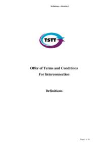 Definitions – Schedule 1  Offer of Terms and Conditions For Interconnection  Definitions