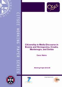 Citizenship in Media Discourse in Bosnia and Herzegovina, Croatia, Montenegro, and Serbia