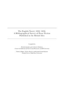The English Novel, 1830–1836: A Bibliographical Survey of Prose Fiction Published in the British Isles Compiled by PETER GARSIDE and ANTHONY MANDAL