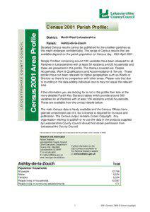 Census 2001 Area Profile  L E I C E S T E R S H I R E C O U N T Y C O U NC I L