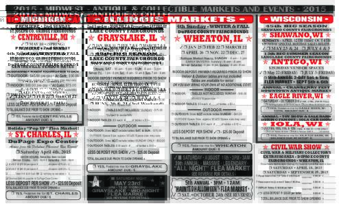 2015 • MIDWEST - ANTIQUE & COLLECTIBLE MARKETS AND EVENTS • 2015 • MICHIGAN • PREMIERE • 2nd SUNDAY ST. JOSEPH CO. GRANGE FAIRGROUNDS
