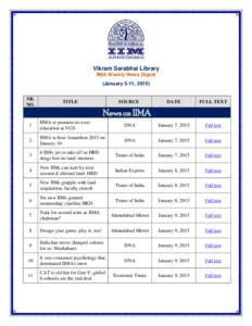 Vikram Sarabhai Library IIMA Weekly News Digest (January 5-11, 2015) SR. NO.