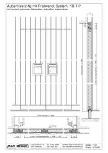 Außentüre 2-flg mit Prallwand, System KB T P mit thermisch getrennten Stahlprofilen, aufprallfest, ballwurfsicher