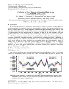 Science and Technology Infusion Climate Bulletin NOAA’s National Weather Service 38th NOAA Annual Climate Diagnostics and Prediction Workshop College Park, MD, 21-24 October[removed]Prediction of Short Rains over Equator