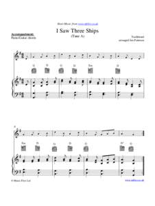 Sheet Music from www.mfiles.co.uk  I Saw Three Ships Accompaniment: Piano/Guitar chords