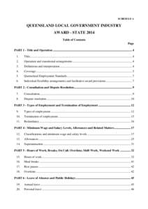 SCHEDULE A  QUEENSLAND LOCAL GOVERNMENT INDUSTRY AWARD - STATE 2014 Table of Contents Page