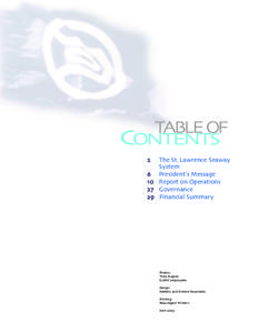 TABLE OF CONTENTS  The St Lawrence Seaway System