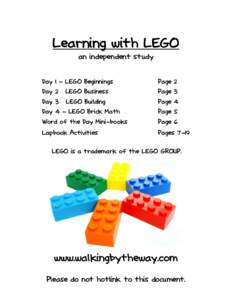Learning with LEGO an independent study Day 1 - LEGO Beginnings  Page 2