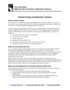 Animal Cruelty and Domestic Violence