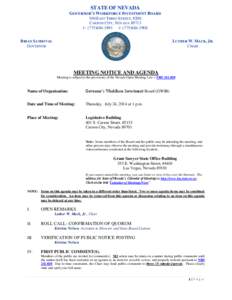 STATE OF NEVADA GOVERNOR’S WORKFORCE INVESTMENT BOARD 500 EAST THIRD STREET, #200 CARSON CITY, NEVADA[removed]T: ([removed]F: ([removed]