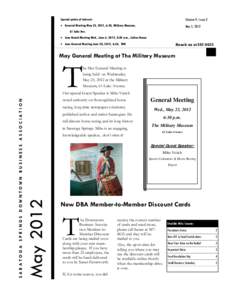 Special points of interest:  Volume 9, Issue 2 • General Meeting May 23, 2012, 6:30, Military Museum,