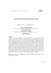 Int. J. Fin. Acco. Eco. Stu. Vol. 2 / No.7 / Autumn 2012 & WinterFinancial Risk Modeling with Markova Chain Receipt: 19 , 1 , 2012