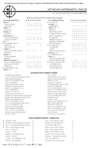 For awards purposes, each county is its own region - except that counties followed by the same number are grouped together as one region.  APRIL 2015 HIGH SCHOOL SCORE REPORT SUMMARY County/School Name Berrien - 1