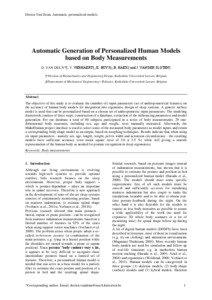 Dorien Van Deun, Automatic personalized models  Automatic Generation of Personalized Human Models