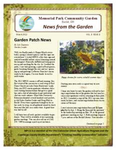 Memorial Park Community Garden Euclid, OH News from the Garden March 2012