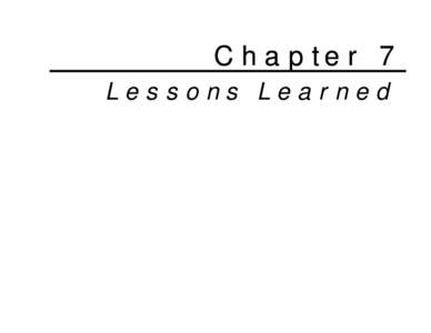 Chapter 7 Lessons Learned Community Redeveloped  7-1
