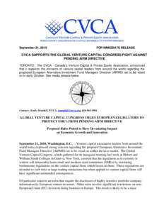 Microsoft Word - CVCA SUPPORTS GLOBAL VENTURE CAPITAL COALITION Sept[removed]doc