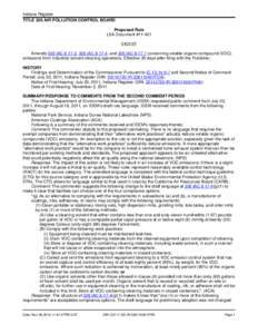 Indiana Register TITLE 326 AIR POLLUTION CONTROL BOARD Proposed Rule LSA Document #[removed]DIGEST Amends 326 IAC[removed], 326 IAC[removed], and 326 IAC[removed]concerning volatile organic compound (VOC)